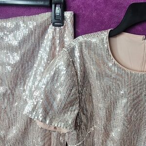 Michael Kors Silver Sequin Skirt Set
